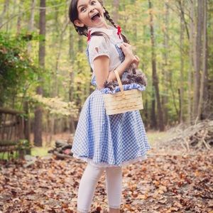 Wizard of Oz. Dorothy dress w/Toto in basket.